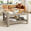 Table basse carrée avec rangement, frêne