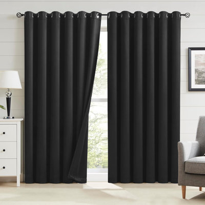 Premium Blackout Eyelet Curtain Panels - Thermal Insulated, Noise Reducing Grommet Room Darkening Window Curtains for Bedroom and Living Room