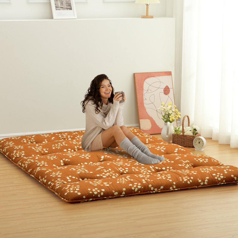 Tapis de camping pliable japonais, Lit double, Brun