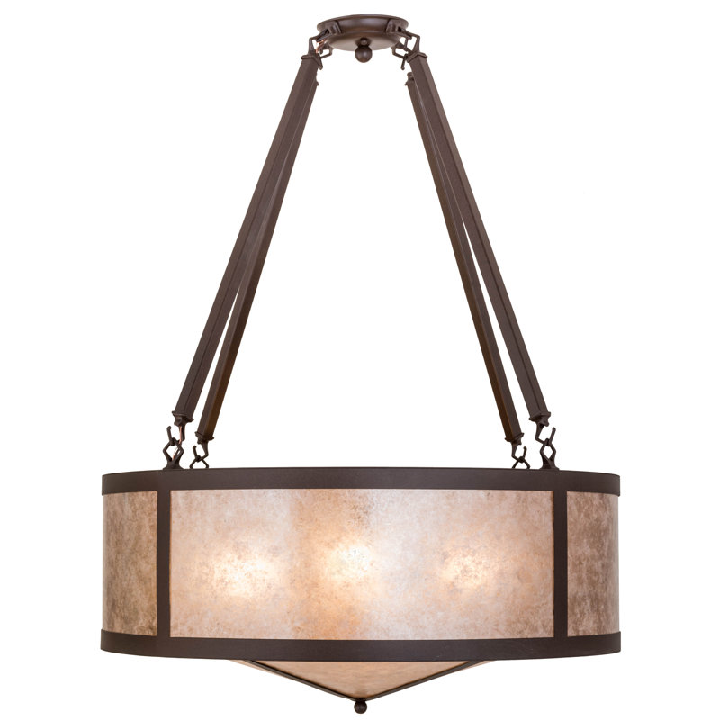Cafe Noir Silver Mica 4-Light Drum Pendant for Indoor/Outdoor