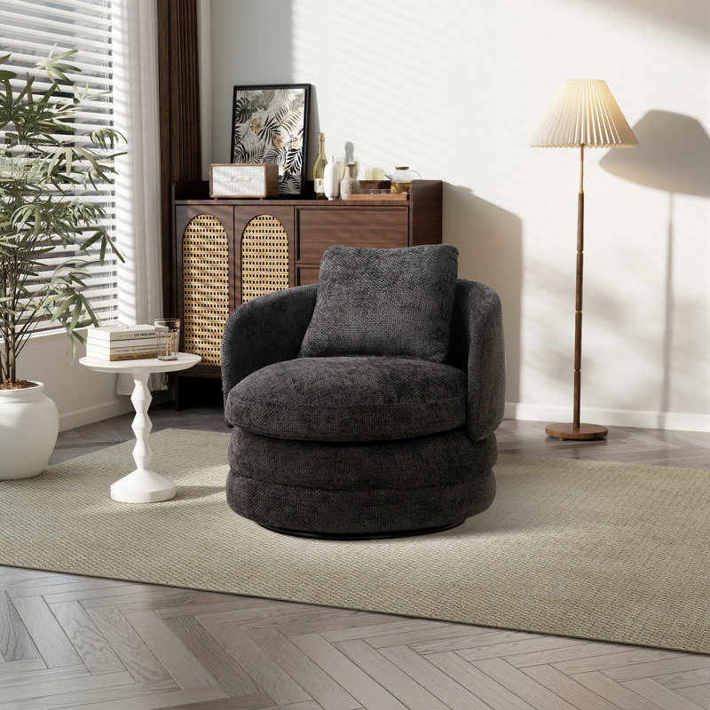 Fauteuil demi-tonneau pivotant de 29,9 po à 360 degrés, Gris foncé