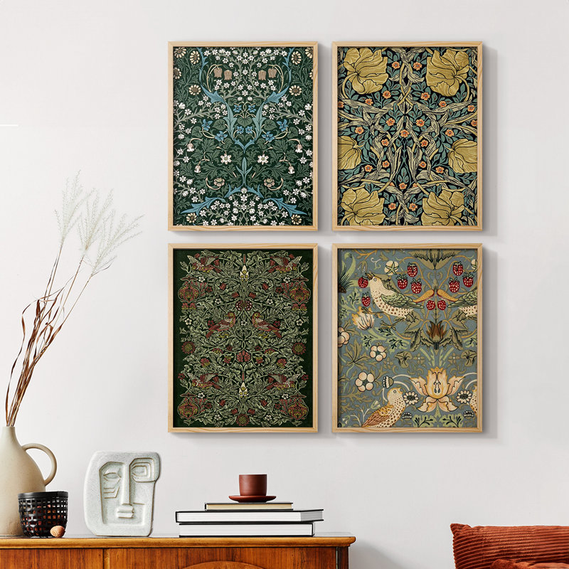 «Vintage Abstract Print CLCLV», ensemble de 4, Naturel, H 14 po x l 44 po