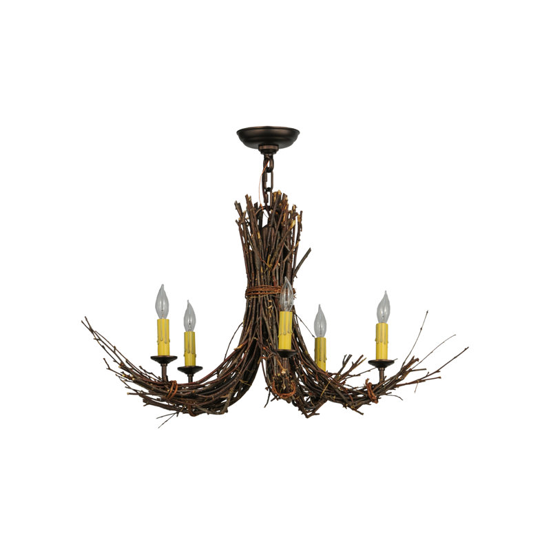 Lustre classique/traditionnel de style bougie 5 lumières brindilles