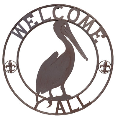 Décoration murale d'extérieur murale en métal Donley Cajun Pelican