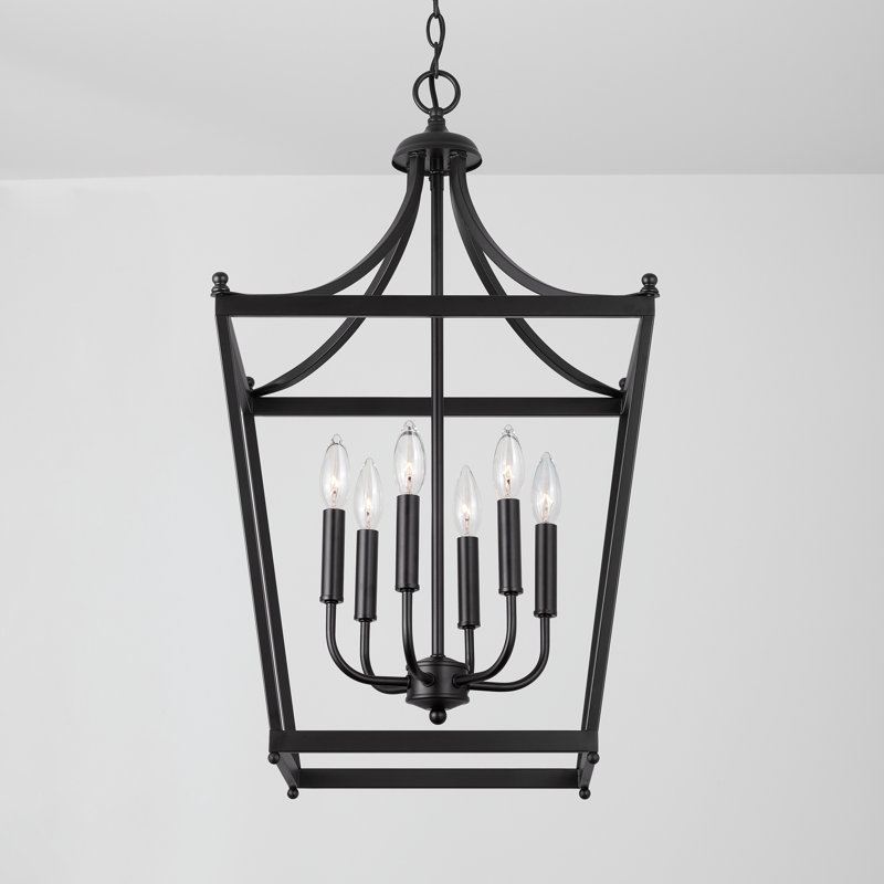 Lustre géométrique à 6 lumières, Noir mat