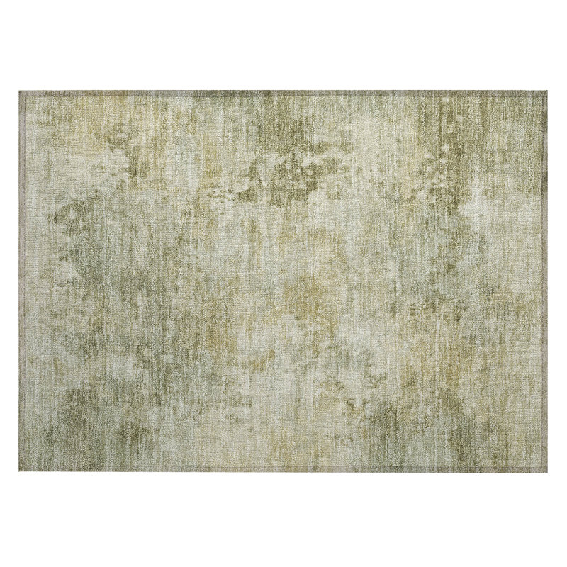 Machine Washable Indoor/Outdoor Xhevrie Sage Rug, Rectangle 1'8" x 2'6"