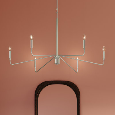 Pilar Extra Large Brushed Nickel 6-Light Chandelier