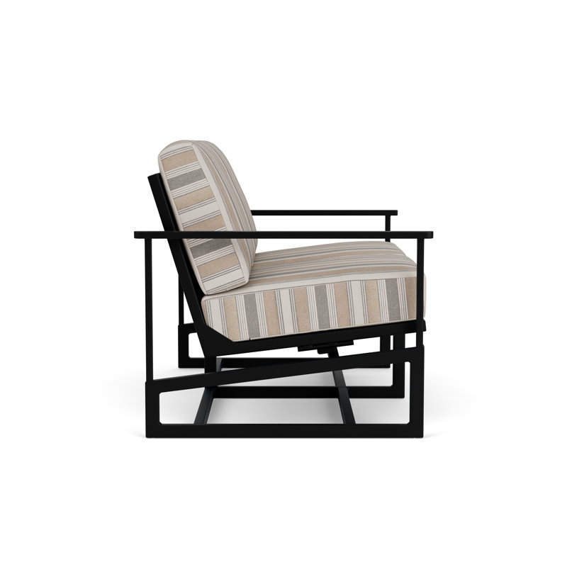 Outdoor Summit Rocker Bench with Cushions, White, Purveyor Pewter, Ebony