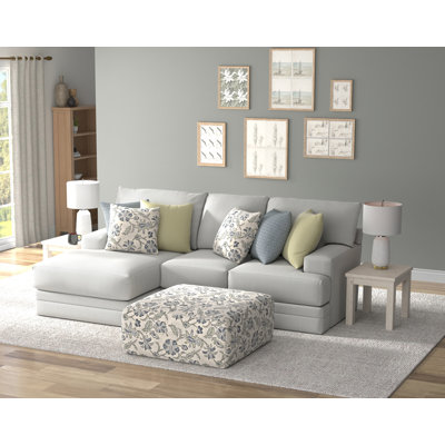 Youngblood - 2pc Sofa Chaise With Comfort Coil Seating, 41" Cocktail Ottoman And 6 Accent Pillows Included