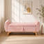Banc moderne de 145 cm (57 po) en velours côtelé avec espace de rangement intégré, pattes en bois, rose, idéal pour les chambres et les couloirs.