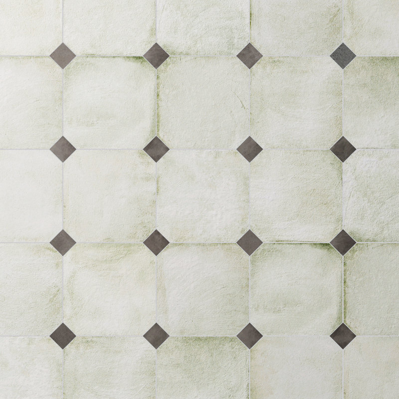Lavande octogone avec taco 7-7 / 8 po X 7-7 / 8 po Carreau de porcelaine pour plancher et mur, Beige clair / Gris foncé
