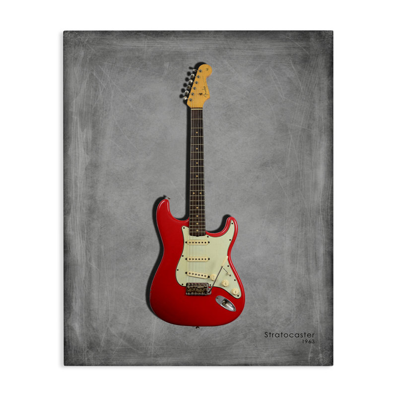 Classic Red Guitar on Grey Canvas, design by Mark Rogan, 30" H x 24" W