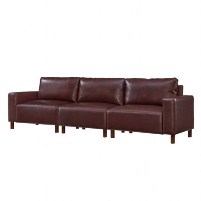 112" Luxury PU Leather Sofa