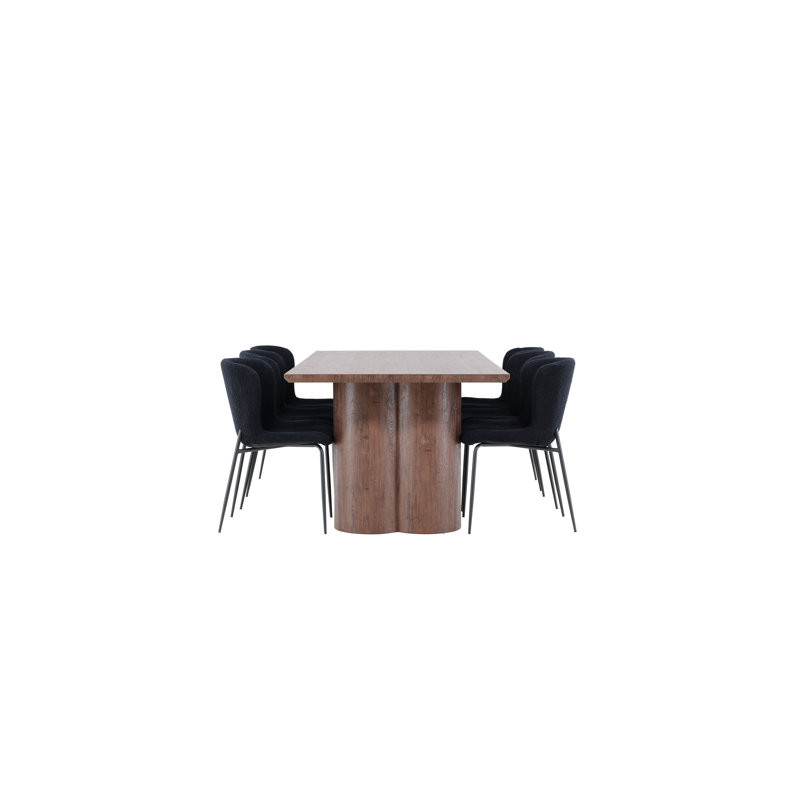 Finian 6 - Person Dining Set, Black, Brown, Black
