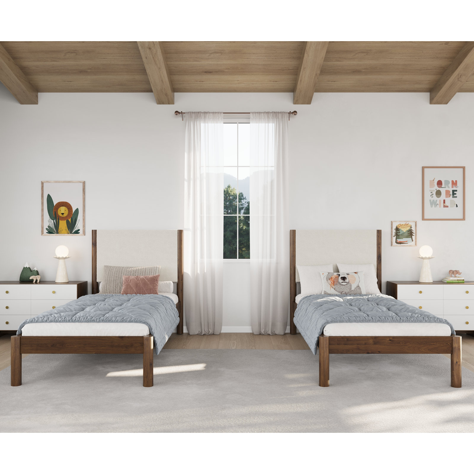 Ardin Boucle Bed, Walnut, Twin