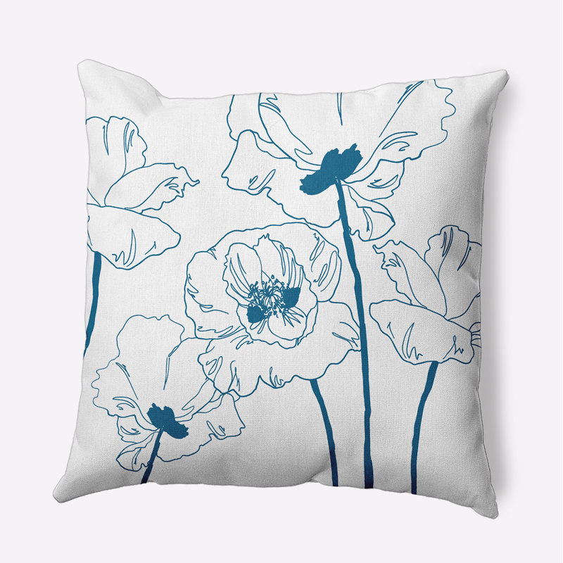 Coussin décoratif en polyester floral, H 18 po x l 18 po, Carré