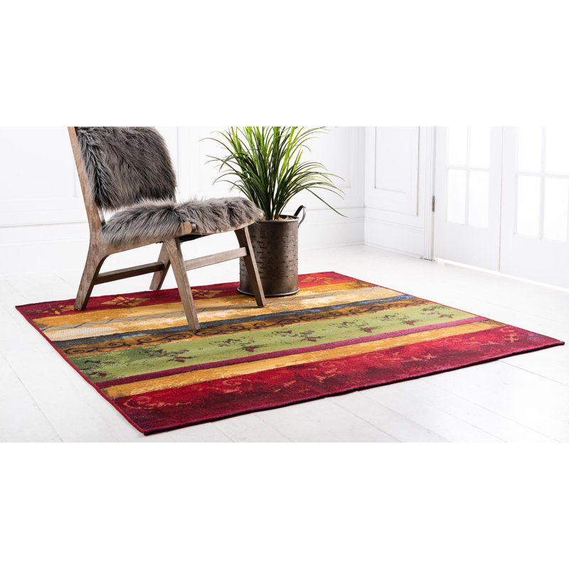 Merrimac Washable Floral Indoor / Outdoor Rug, Square 6'1"