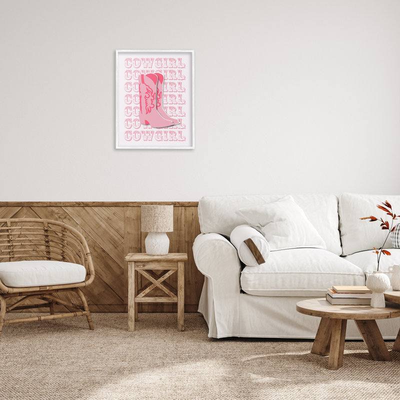 Bottes de cow-boy pastel encadrées, art giclée par Corrine Rose Design, Giclée encadrée blanc bord de mer, H 30 po x l 24 po