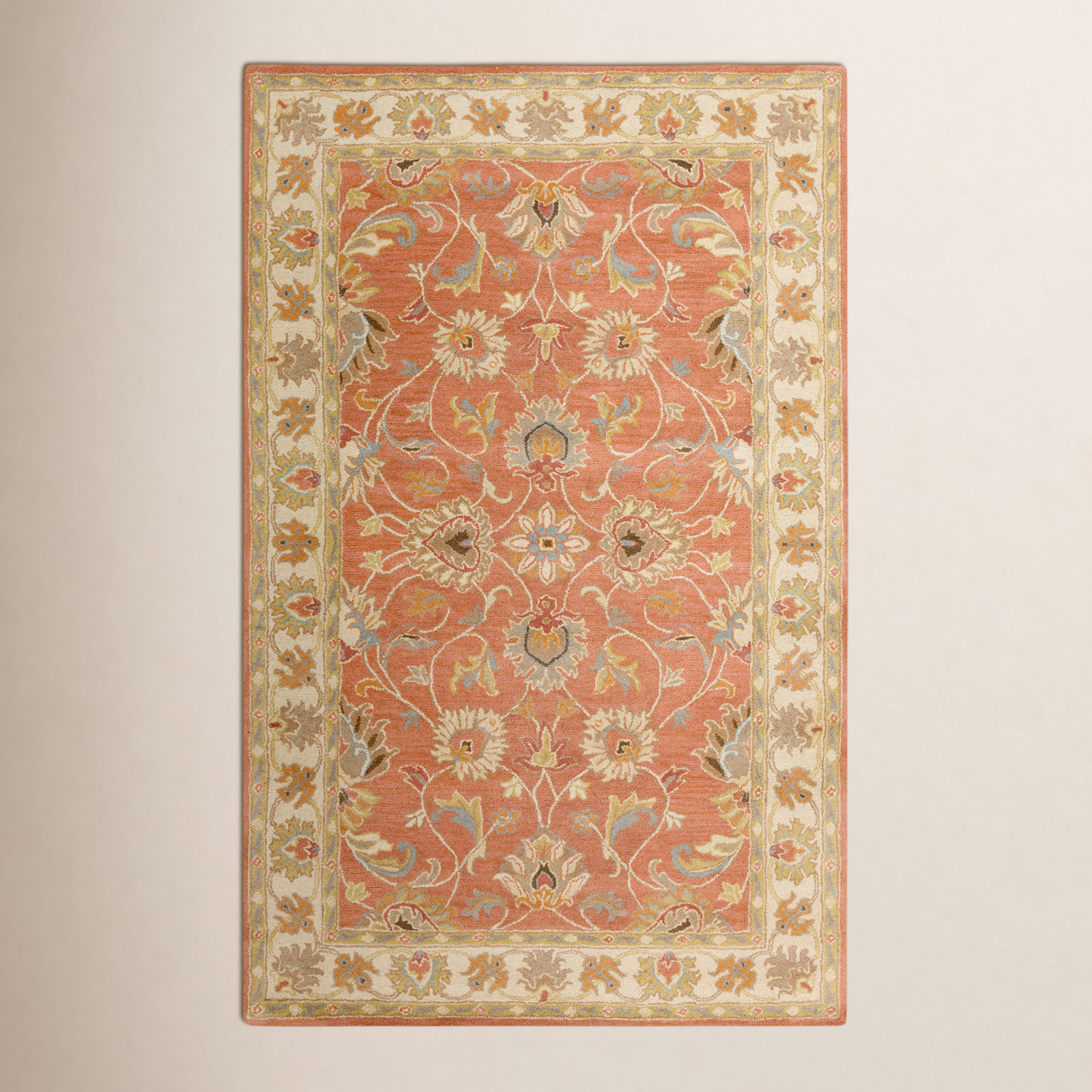Arden Orange Hand-Tufted Wool Floral Rug, Rectangle 12' x 15'