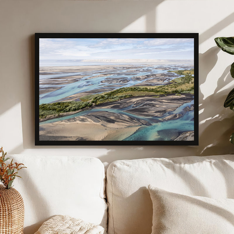 Art mural sur toile paysage tressé turquoise, 24"H x 36"W