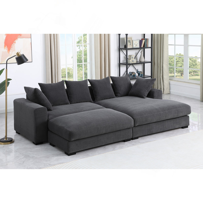 Canapé modulaire rembourré 4 pièces Duke, Gris foncé