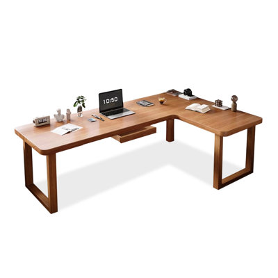 L-Shaped Rectangular Solid Wood desk