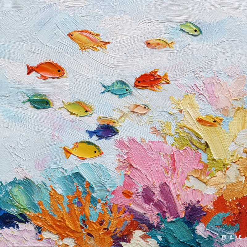 «Colorful Reef Fish III», art mural sur toile tendue, H 20 po x l 20 po
