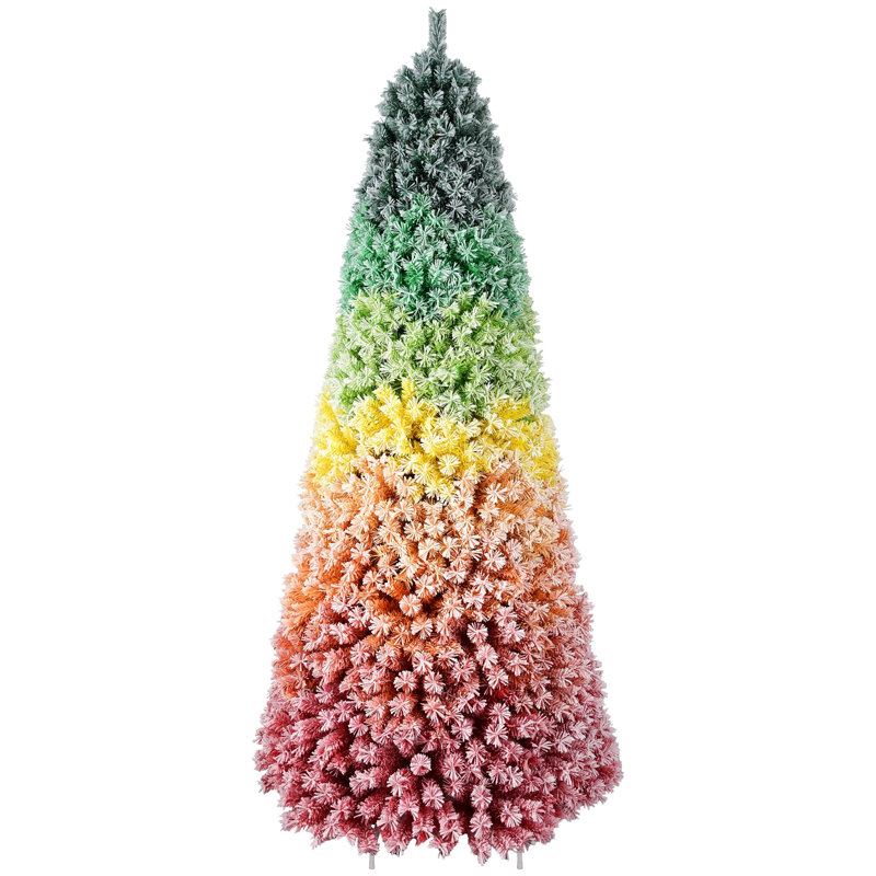 Arbre de Noël arc-en-ciel en PVC floqué, H 6 pi