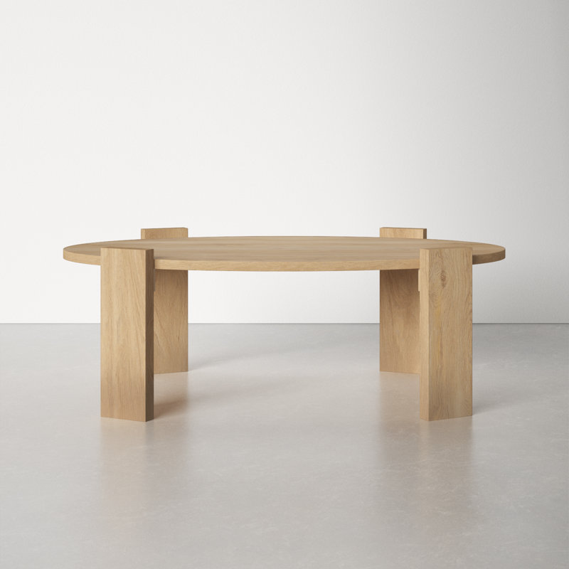 Light Brown Mango Wood Oval Coffee Table