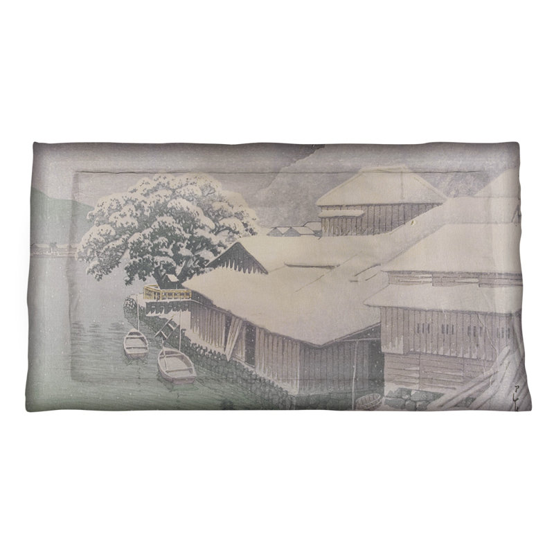 Taie décorative Hasui Kawase, Microfibre, Grand, Vert