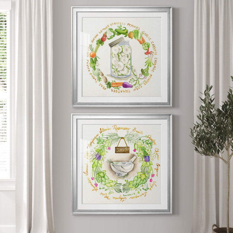 " Canning Season " 2 - Pieces, 30.5" H x 30.5" W x 1" D, Silver Framed Paper, White