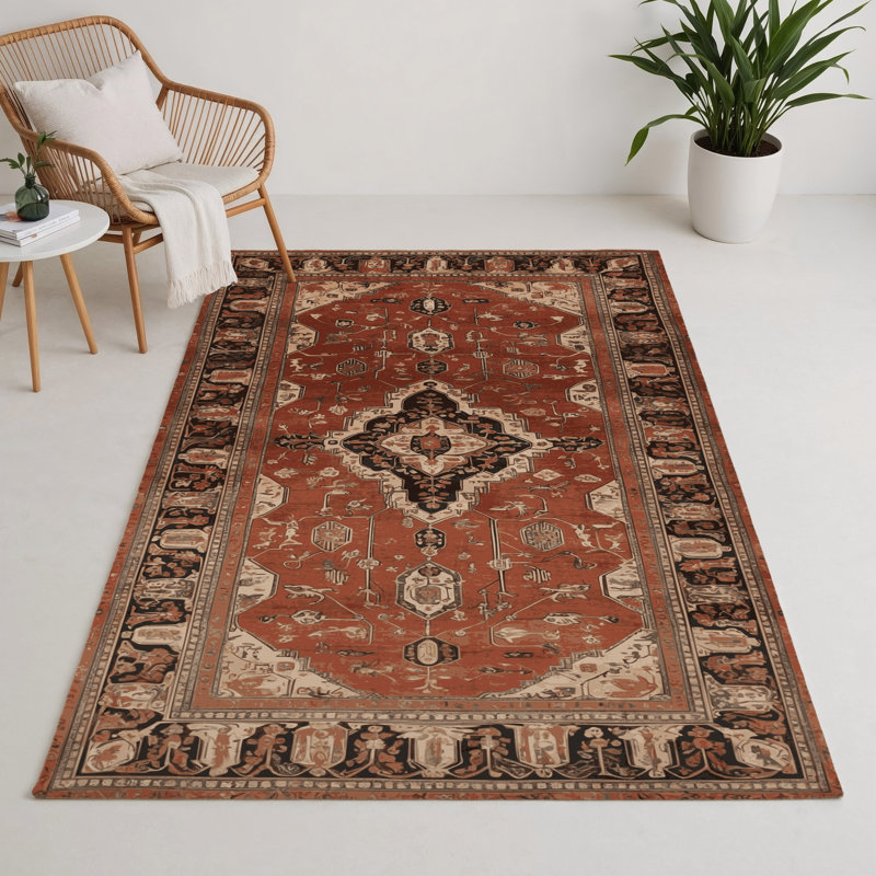 Tapis d'intérieur et d'extérieur brun Persian, Rectangle 9 pi x 12 pi