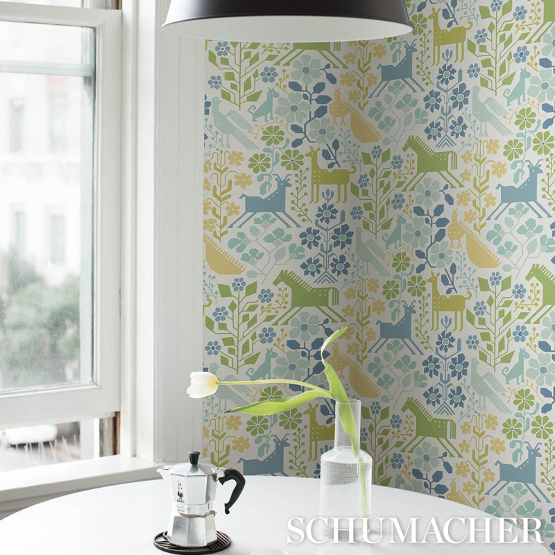 Lupita Wallpaper, Blue/Green
