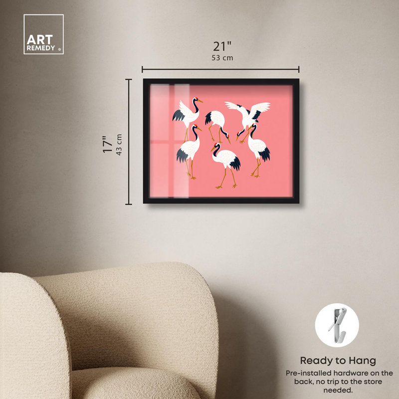 «Crane Chorus Shadowbox Print», art mural par Art Remedy, Noir, H 17 po x l 21 po