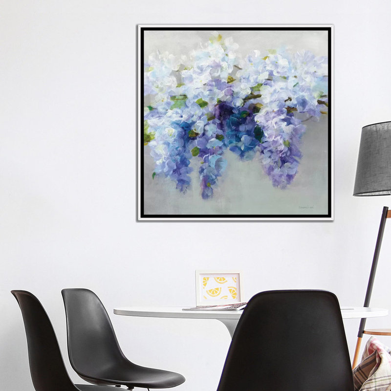 "Wisteria" par Danhui nai, reproduction d’art, Toile blanche encadrée, H 37 po x l 37 po x P 1,5 po, Pas de tapis