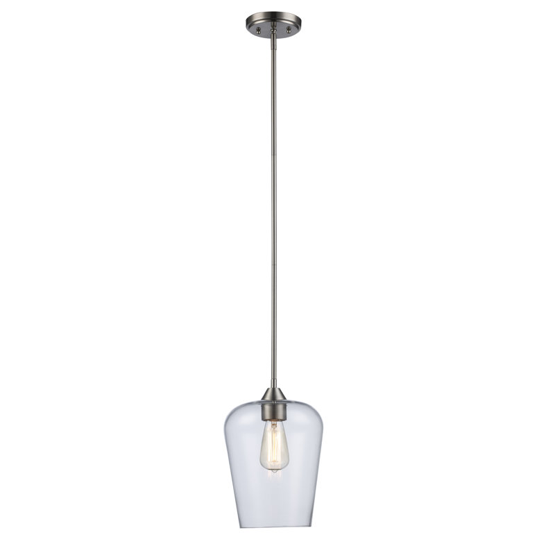 1 - Light Bell Pendant, Brushed Nickel