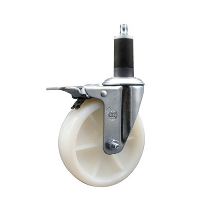 5 Inch Nylon Swivel 1-1/4 Inch Expanding Stem Caster Total Lock Brake SCC