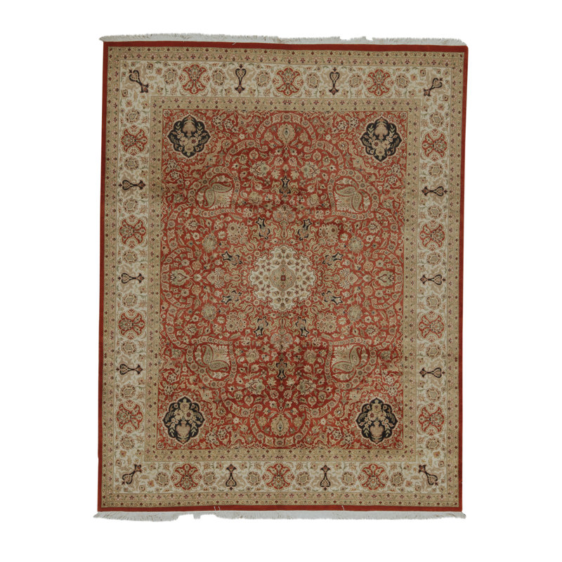 Tapis rouille et ivoire de haute qualité noué à la main