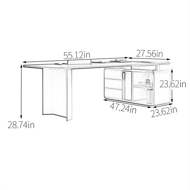 Bureau de qualité supérieure en bois massif, H 28,74 po x l 55,12 po x P 27,56 po