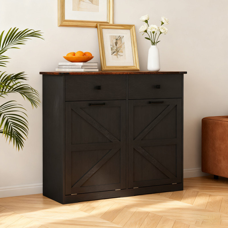 Armoire à déchets Farmhouse Tilt-Out, Noir