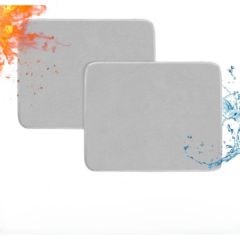 2PCS Heat Resistant Mat For Air Fryer,Deep Fryer,Oven, Hot Pads For Kitchen Counter Heat Protector, 18" W x 15" D, Gray