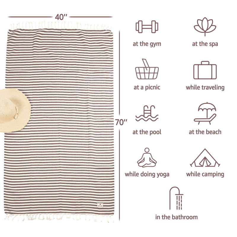 40 serviettes de plage turques Peshtemal, Brun