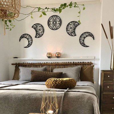 Lunation Metal Wall Art - Moon Phase Decor, 5-Piece Set