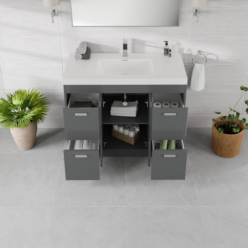 Ensemble de meuble-lavabo simple 42 po Wauconda, Gris
