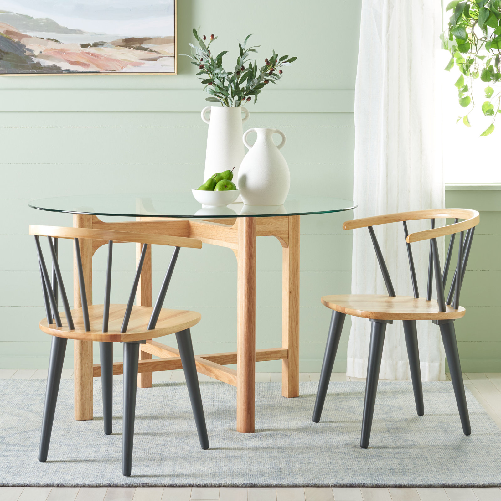 Sheffield Side Chair, Natural/Dark Gray