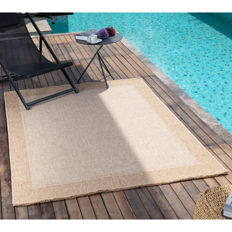 Tarri Boho Jute-Look Striped Brown Area Rug, Rectangle 508 x 699 cm
