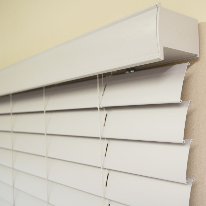 Symple Stuff Room Darkening 2" Flat Slat Faux Wood Horizontal/Venetian Blinds, 21.5"W x 64"L, Gray