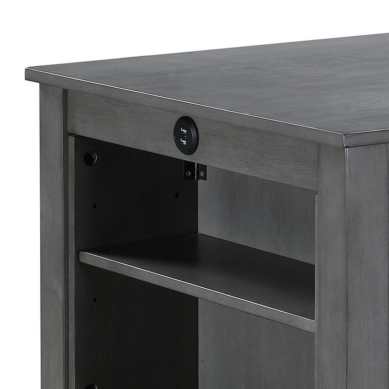 Petite table de salle à manger à hauteur de comptoir avec ports USB et tablettes, Gris, Gris