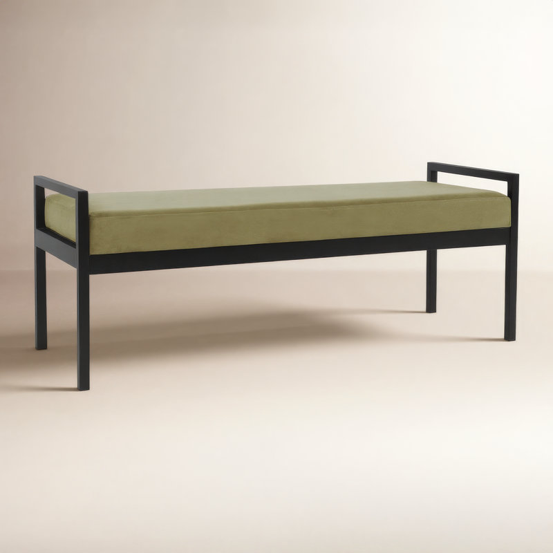 Loxe Teddy Upholstered Bench, Light Sage Green Velvet