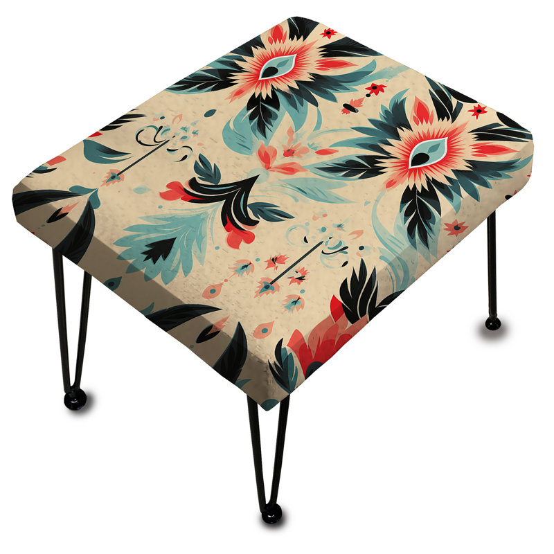 Coral And Black Vintage Ikat Nostalgia - Ikat Rectangle Ottoman
